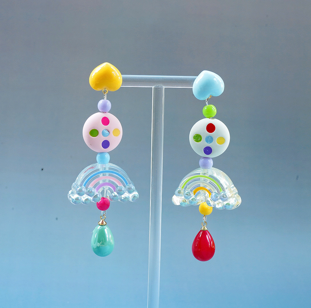 1 Pair Sweet Star Water Droplets Heart Shape Plastic Resin Drop Earrings display picture 3