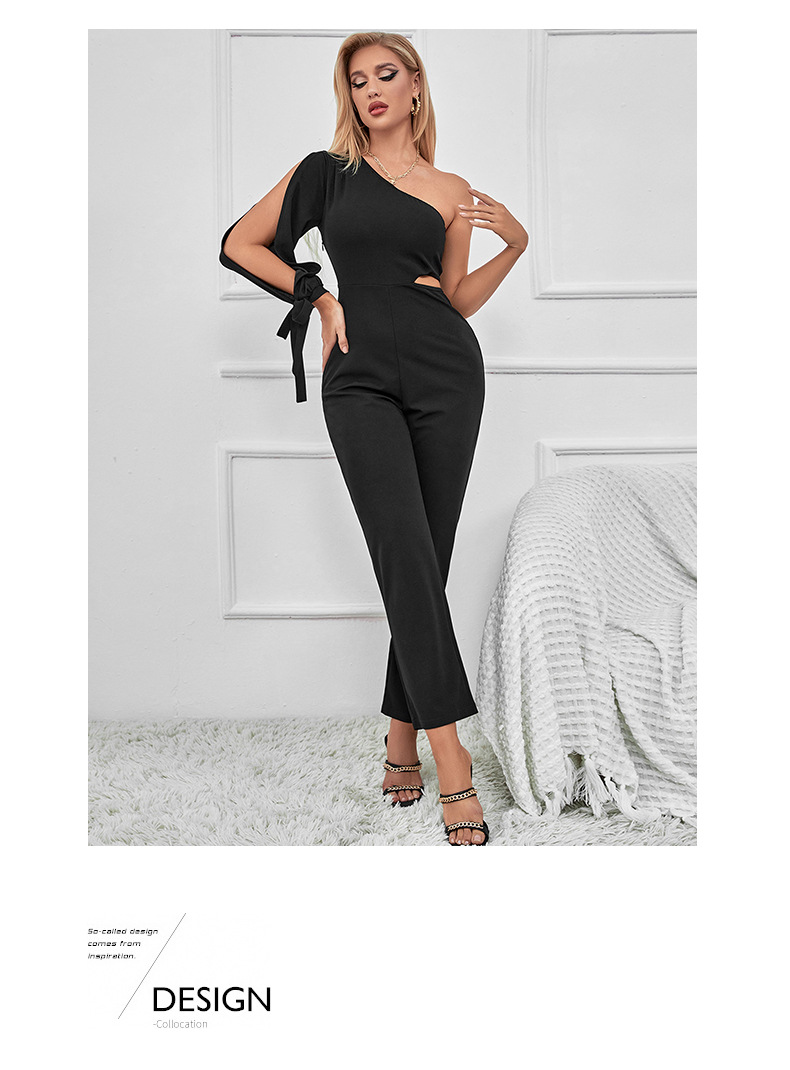 Black Straight Slim Solid Color Jumpsuit - Jumpsuits & Rompers - Uniqistic.com