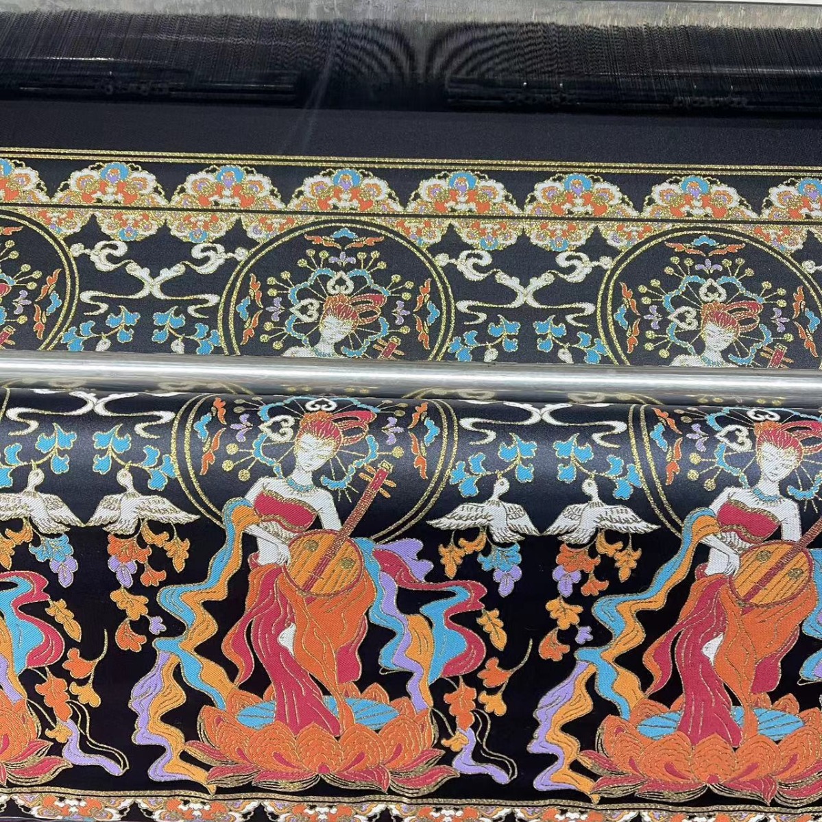 汉服面料马面裙布料工厂色织提花织金银缎面绣花嵊州星河汉歌中式