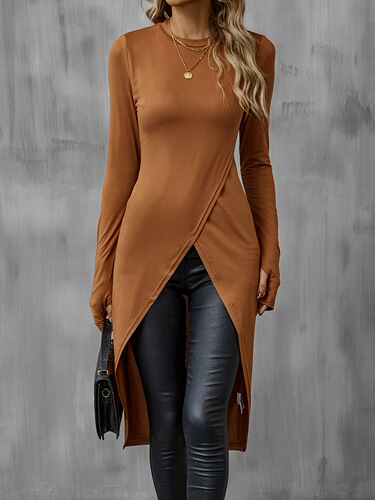 Irregular T-shirt with short front and long rear hem