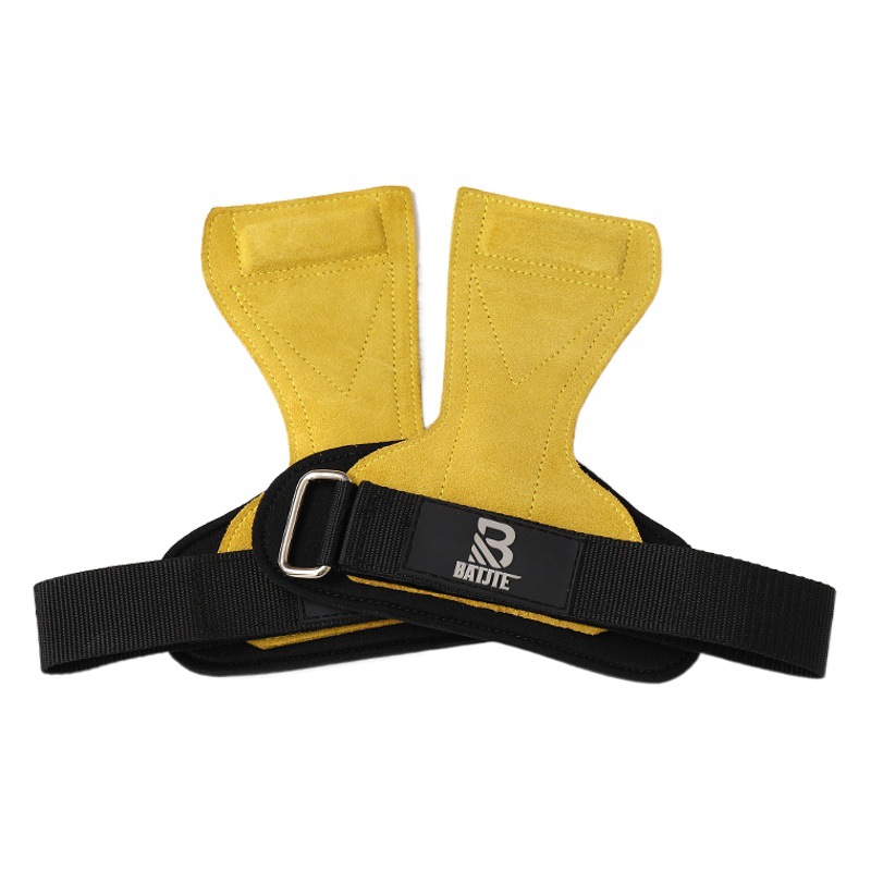 Piel de vaca deportes fitness pulsera sola barra duro tirón de la correa de refuerzo banco de empuje pull-up correa de muñeca fitness Palm guantes