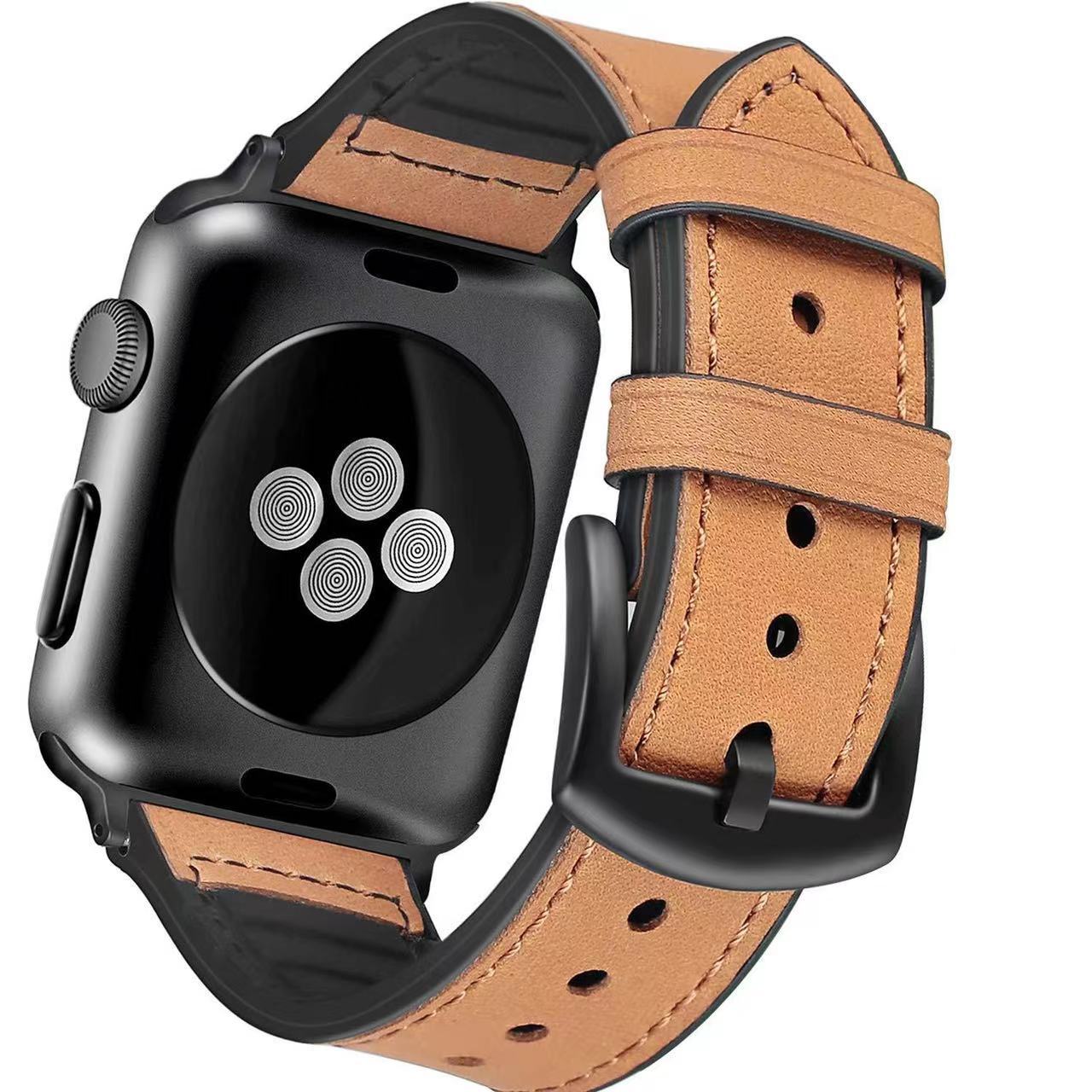 Apple 第 1 層牛革時計ストラップ Apple watch765432/se シリコンレザーマイクロファイバー時計ストラップに適しています。