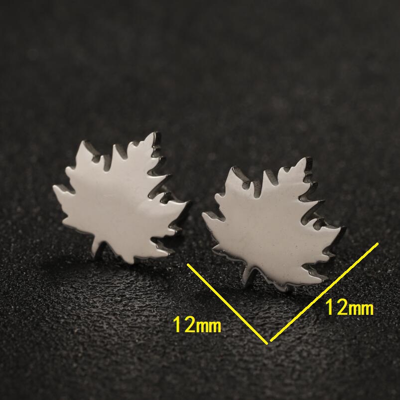 316 Stainless Steel Ear Needle Material 18K Gold, Real Gold Plated Plating Material PVD Coated 18K Gold Real Gold Plated Maple Leaf 304 Stainless Steel Simple Style Commute Waterproof Non Tarnish Ear Studs
