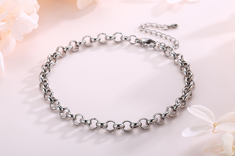 fashion temperament simple new pearl chain punk anklet jewelry gold-plated stainless steel anklet ac