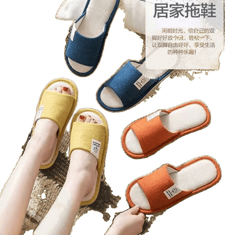 女性用スリッパ春と秋リネン屋内綿とリネンホーム家庭用四季カップルファブリックフロアモップメンズ夏滑り止め|undefined