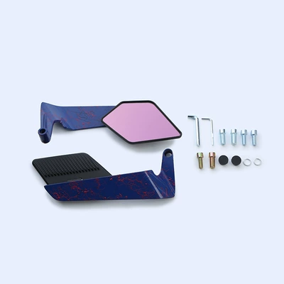 Motorcycle rearview mirror – Motorcycle Fixed Wing Rearview - artistic-pattern-black-mirror-case-blue-purple-mirror