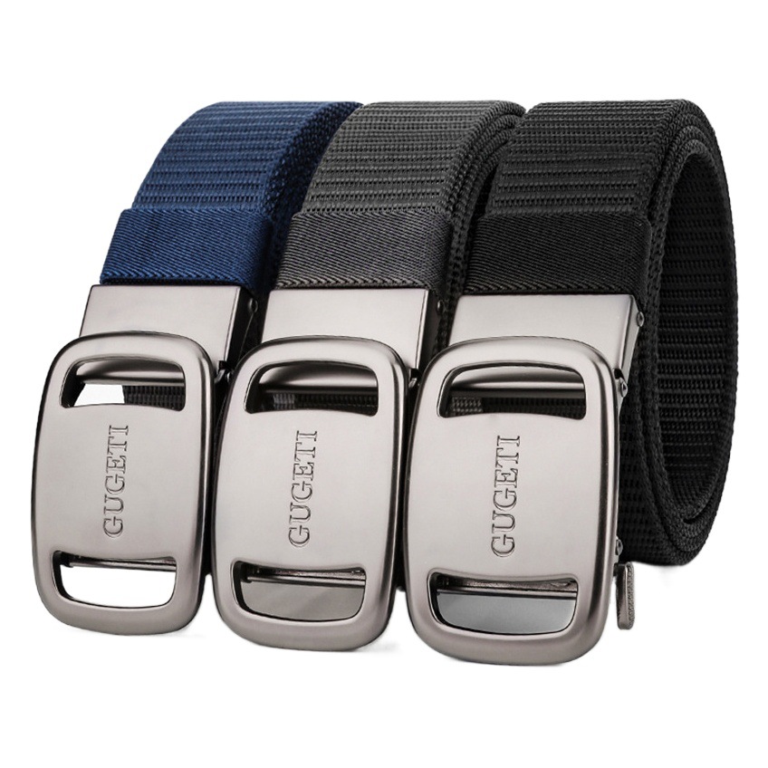 Fabricantes al por mayor Gugeti nuevo cinturón deportivo para hombre al aire libre hebilla automática cinturón de lona para jóvenes cómodo y transpirable