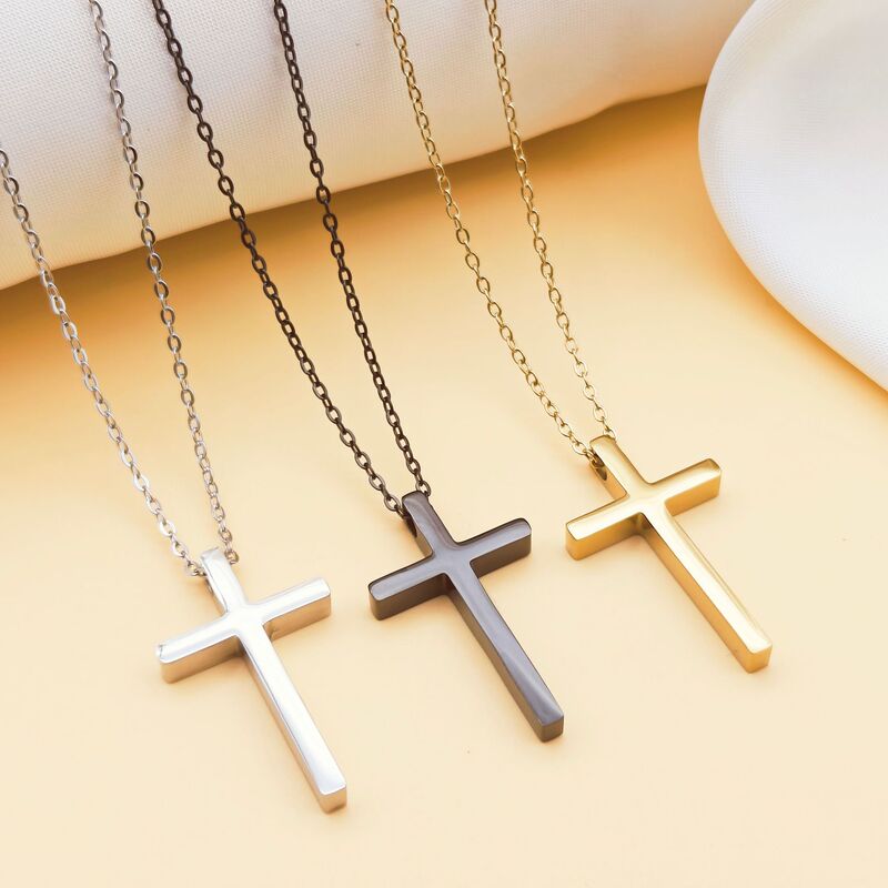Cross-Border Trendy Stainless Steel Cross Necklace with Side Holes for Breathing, Meditation, Stress Relief, Personalized Jewelry Accessories Wholesale Cross-Border Trendy Stainless Steel Cross Necklace with Side Holes for Breathing, Meditation, Stress Relief, Personalized Jewelry Accessories Wholesale