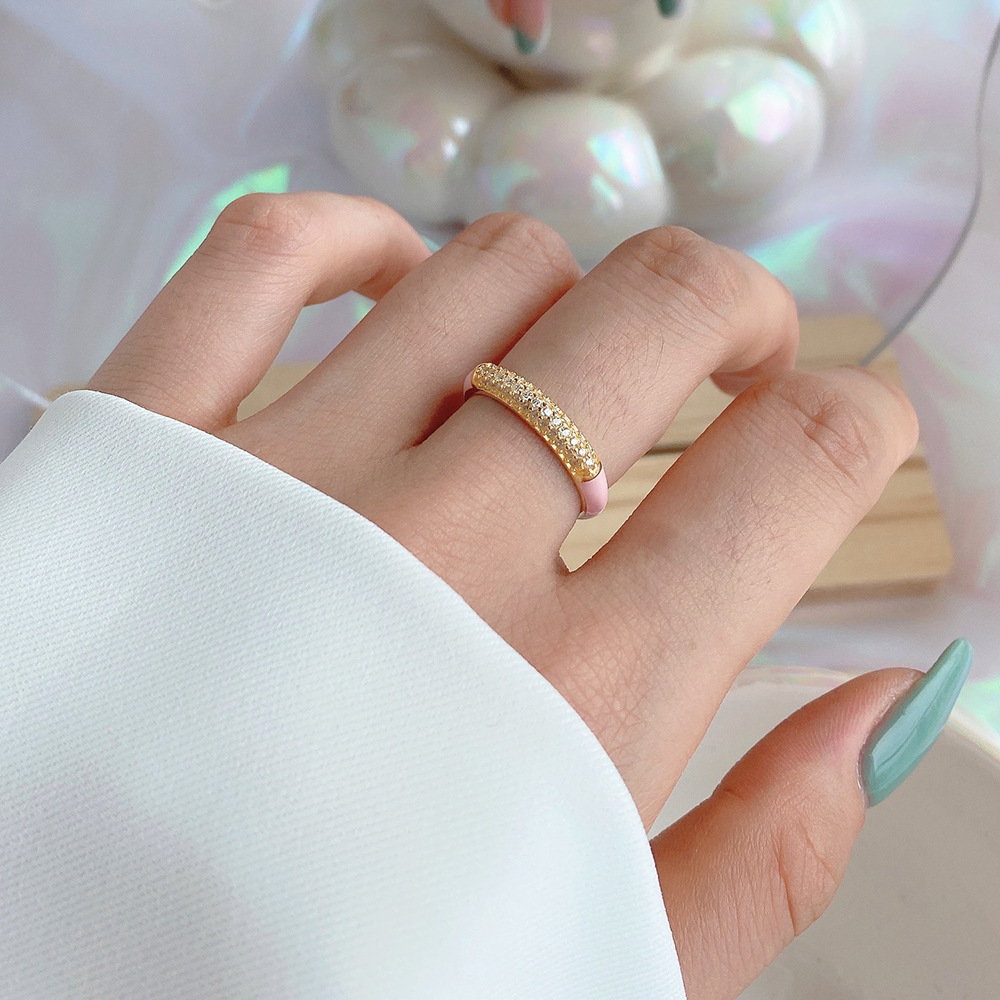 Fashion Geometric Sterling Silver Inlay Zircon Open Ring 1 Piece