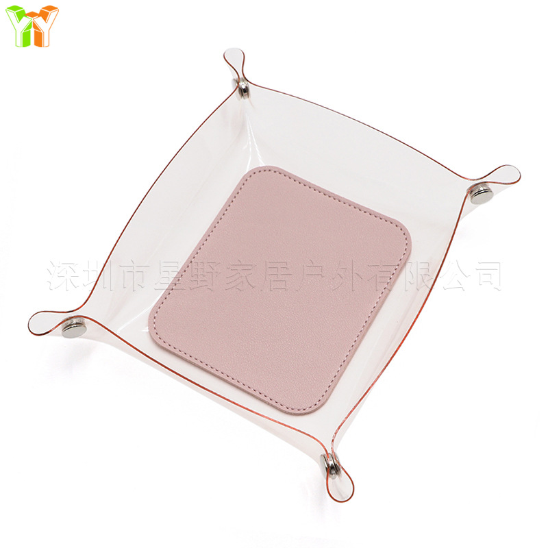 (2개) 다기능 창조적 인 PVC 투명 저장 트레이 거실 데스크탑 잡화 저장 상자 입구 키 트레이