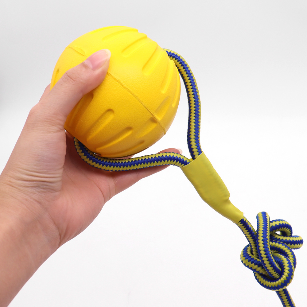 Juguete para perros EVA, autoentretenimiento, alivia el aburrimiento, duradero, resistente a las mordidas, indestructible, pelota para perros grandes con anillo de tracción.