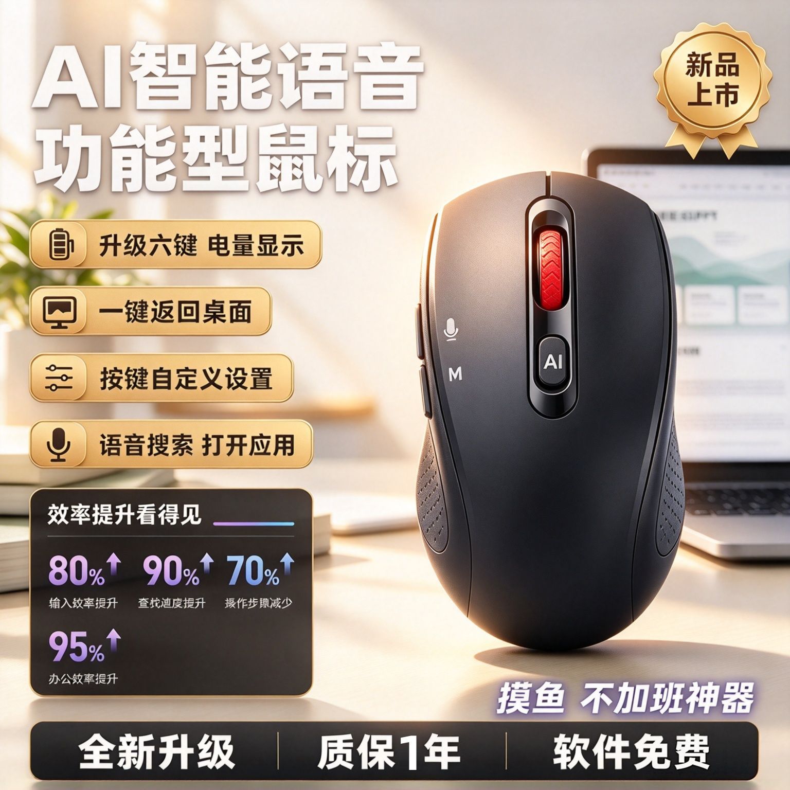 AI语音翻译deepseek说方言懂方言会翻译办公会议人体工学无线鼠标