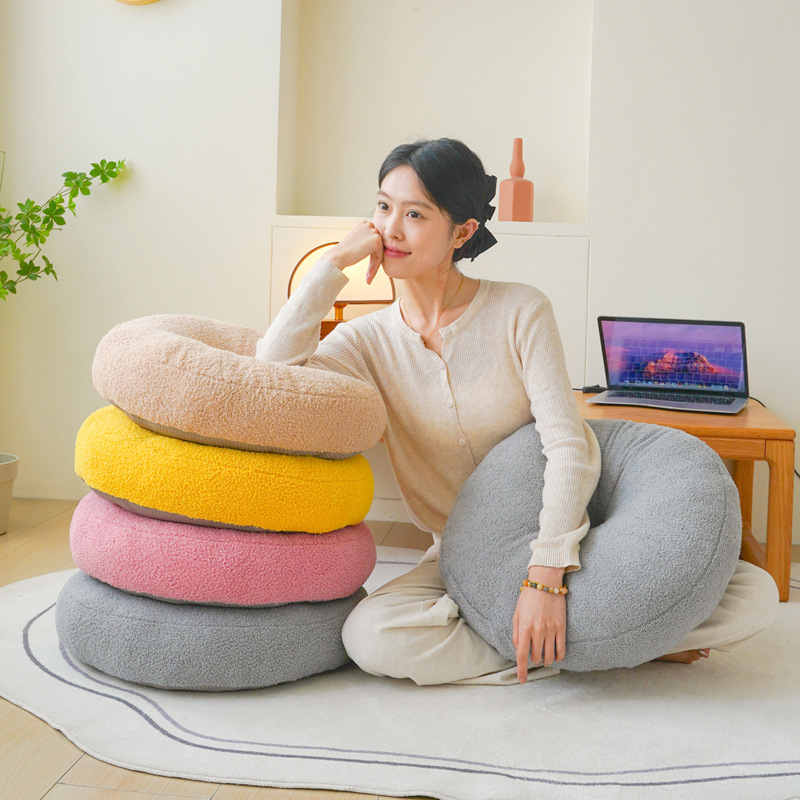 冬季纯色泰迪绒蒲团坐垫冥想打坐加厚圆形阳台窗台地板榻榻米坐墩
