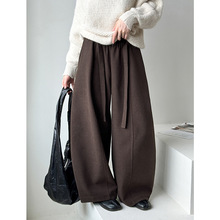 橘芷秋季新款弯刀裤女高腰显瘦休闲裤阔腿裤复古秋冬新款2577