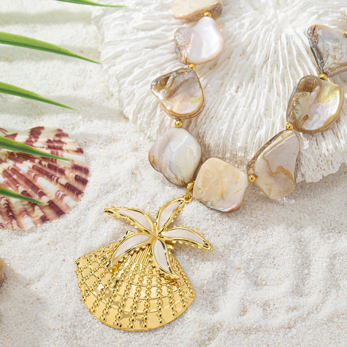 Scallop Starfish Marine Style Alloy Shell Pendant Necklace Wholesale display picture 4