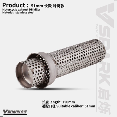 Motorcycle exhaust pipe – Plug Silencer Back Pressure - style-21-51mm-long-honeycomb-silencer