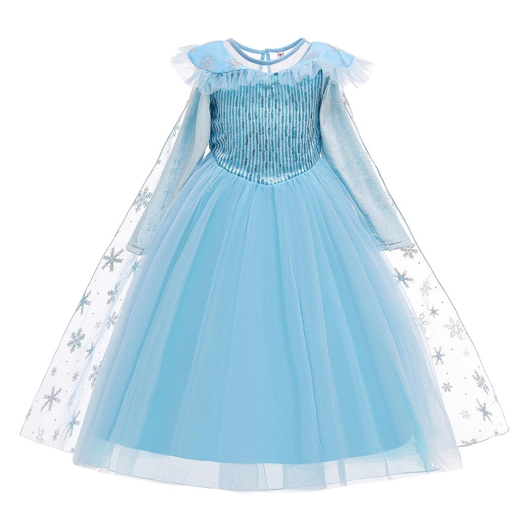 Aisha congelado Vestido de manga larga lentejuelas malla larga capa princesa vestido Cosplay traje