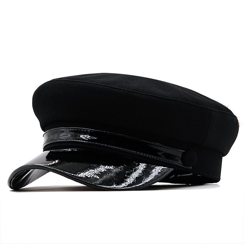 casual fashion PU leather solid color beret short brim cap wholesale nihaojewelrypicture4
