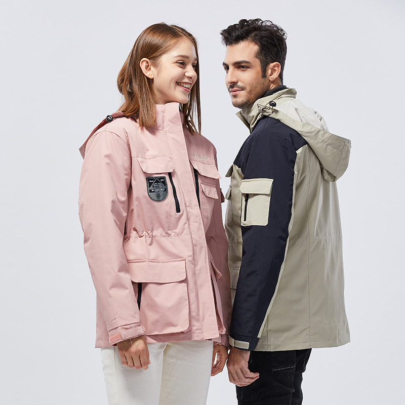 Men's Clothing Jacket Fashion Brand Three in One Removable Mountaineering Windbreaker Winter Outdoor Plus Velvet Thickened Jacket_voghion.com