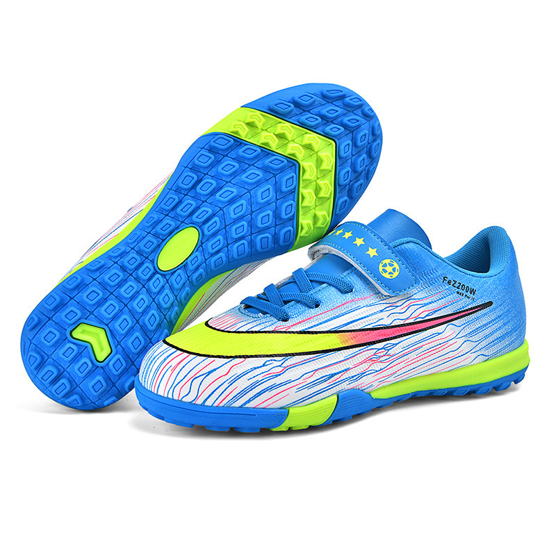 Zapatillas de Fútbol TF para Niños de Caucho Ligeras con Cierre Adhesivo para Césped Escolar