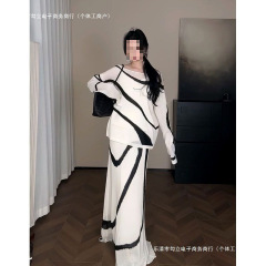 法式针织套装裙女夏季新款宽松显瘦防晒罩衫上衣休闲半身裙两件套