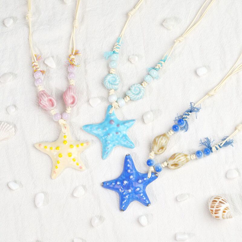 Jingdezhen Ceramic Starfish Fresh Summer Travel Necklace Collarbone Chain Accessories Matching Live Supply Wholesale