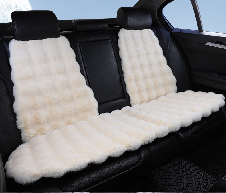 temu Amazon new bubble velvet car cushion rabbit plush warm winter three-piece plush