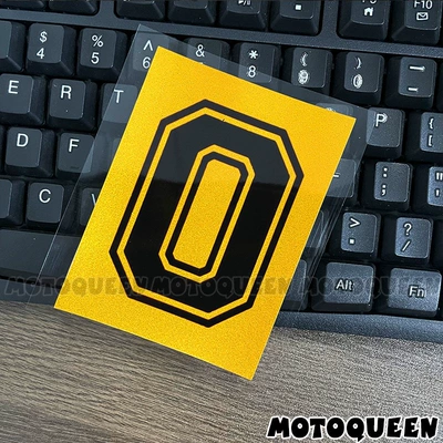cover, fuel tank, shock absorber: Motorcycle tail - number-0-yellow-background-75-10cm-one-piece
