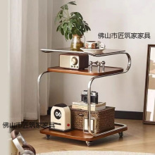 家用边几小推车带轮客厅中古风沙发茶几角几北欧可移动餐车置物架