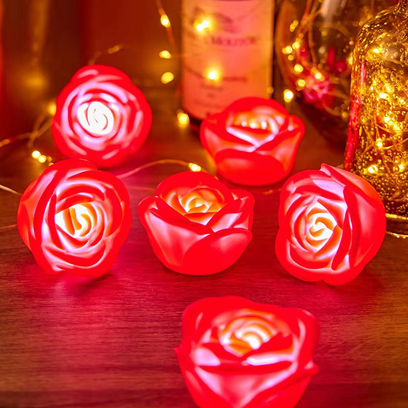 Colorful Rose Shaped LED Night Light for Weddings, Engagement, Valentine's Day, Festival Centerpiece Decor, Wholesale