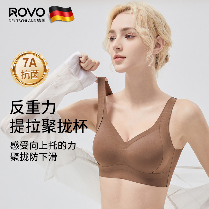 Rovo Autumn and Winter Women's Seamless Push-Up Fixed Cup Anti-Sagging Comfortable Breathable Vest Bra for Large Busts That Appear Smaller Rovo Autumn and Winter Women's Seamless Push-Up Fixed Cup Anti-Sagging Comfortable Breathable Vest Bra for Large Busts That Appear Smaller