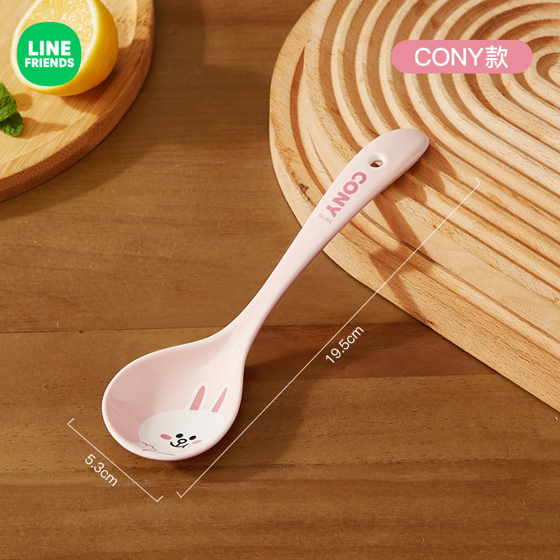 LINE FRIENDSセラミックスプーン家庭用スプーンの長い柄の高い顔の値はスープを飲んで粥をすくってスプーンを調整します。|undefined