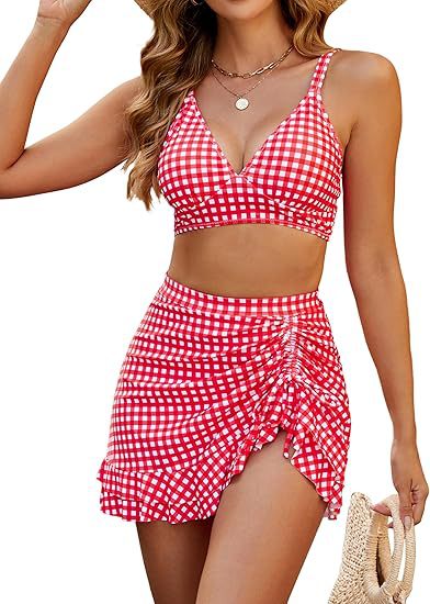 Traje de Baño de Dos Piezas con Estampado y Talle Alto de Poliéster, Alta Elasticidad, para Natación image 8