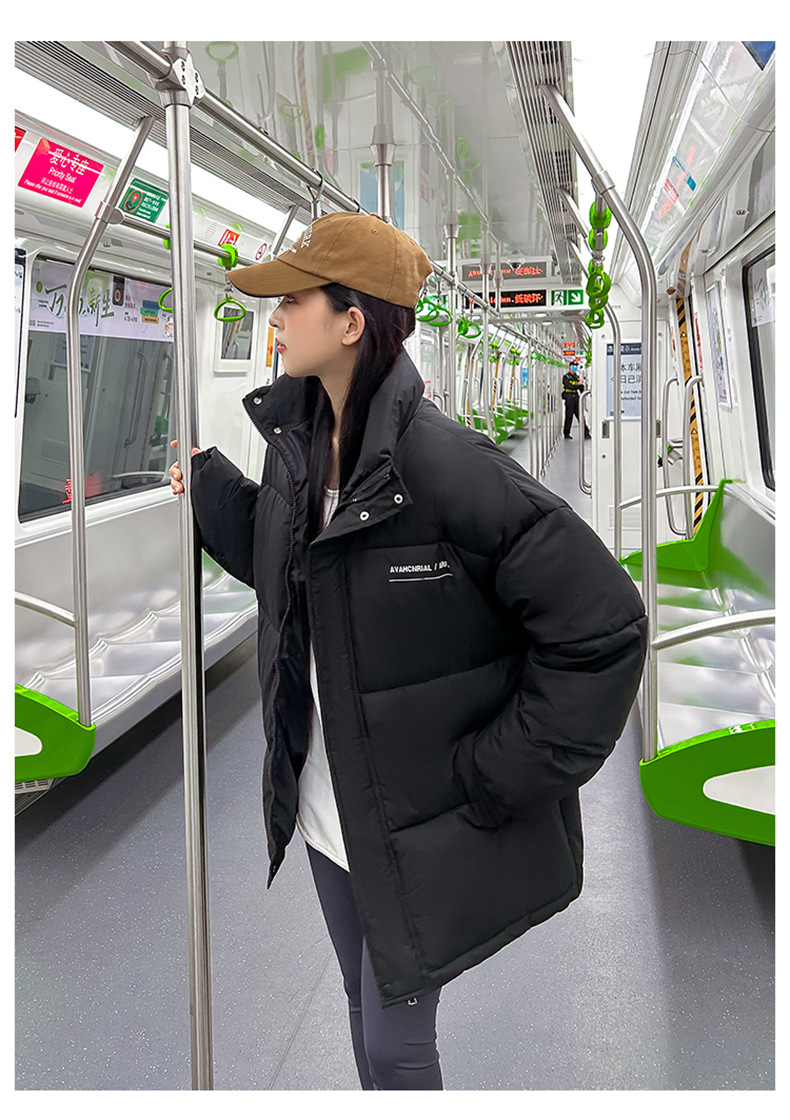 Women's Down Coat Mid Length Standing Collar Thickened Bread Style_voghion.com