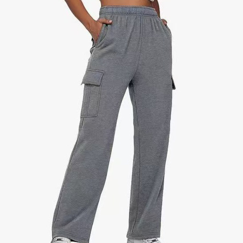 Fall/Winter Workwear Pants: Solid Color, High Waist, Slimming Design with Pockets, Straight-Leg, Wide-Leg, Loose-Fit Style for Women