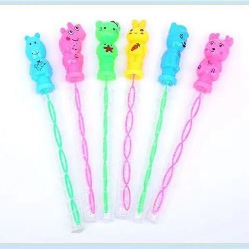 [Venta al por mayor de fábrica] Juguetes de agua de burbujas para niños, palitos de burbujas, recargas de agua de burbujas de dibujos animados, soplado manual completo