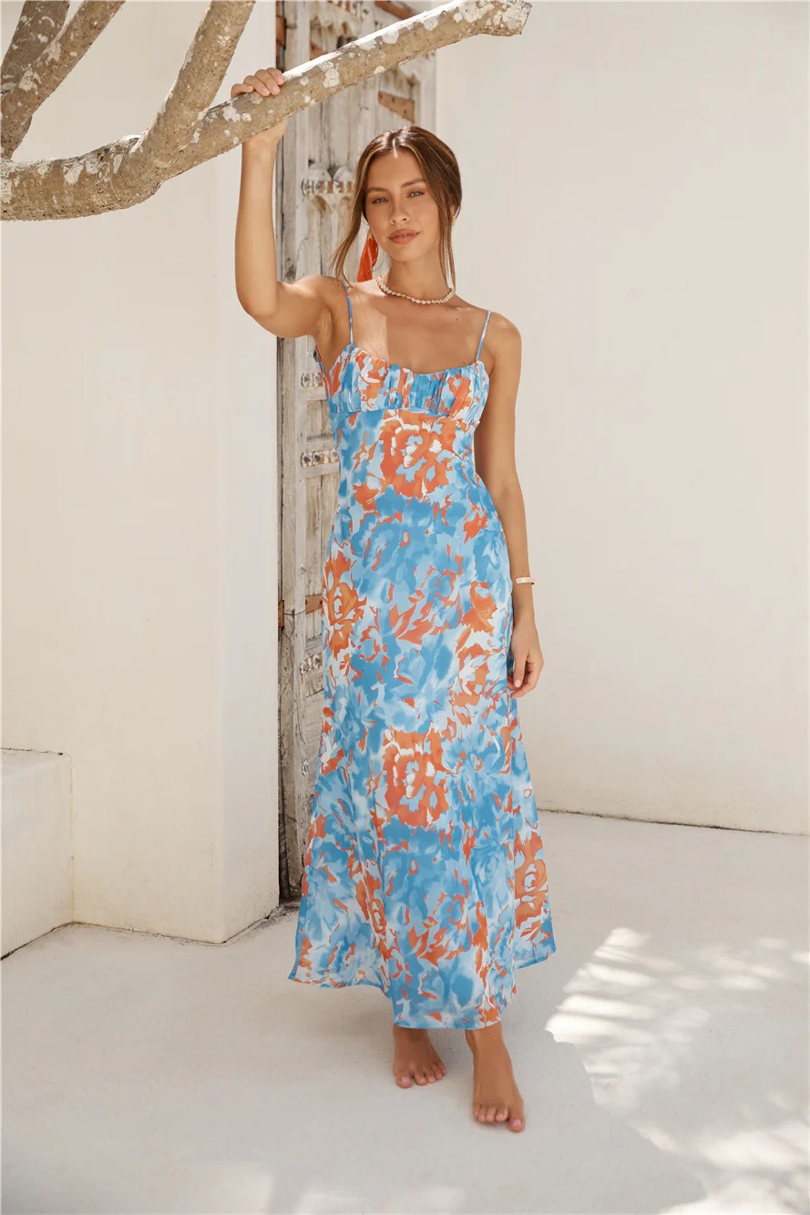 315g Weight Midi Dress Dress Length Type Sleeveless Sleeve Length Strap Dress Dresses Type Spandex, Polyester Fabric Type Mid Waist Waist Line Holiday, Daily Occasion Strap Neckline Slim Fit Type Color Block, Painted Flower Pattern Summer Season Women's Gender Printing, Zipper Design Vacation Style Wholesale Women's Vacation Printing Zipper Color Block Painted Flower Holiday Daily Strap Sleeveless Strap Dress 无