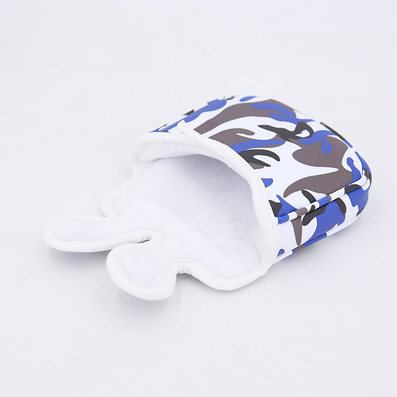 Camuflaje azul Golf binaural putter cubierta PU a prueba de lluvia cabeza de la varilla cubierta protectora Plaza putter tapa cubierta fábrica al por mayor