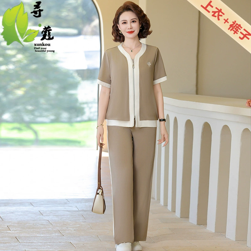 Новая мама летняя одежда с короткими рукавами женская мода средний и пожилой женщины 50 лет плюс размер одежды летом тонкий