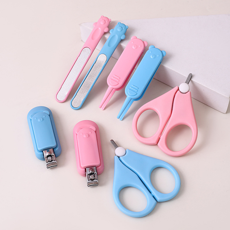 Set de Cortaúñas para Bebé de Plástico y Acero Inoxidable para Cuidado Infantil