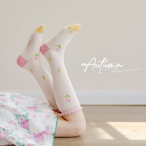  New Autumn and Winter Mid-calf Socks Wholesale Sweet and Cute Girls Socks Autumn Mid-sized Children’s Cotton Socks Baby Socks