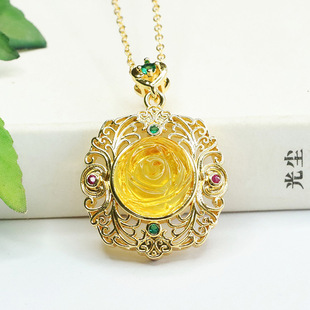 Aiyu Natural Amber Pendant Jinpo Flower Pendant Necklace Women Jewelry Factory Wholesale AY3122701