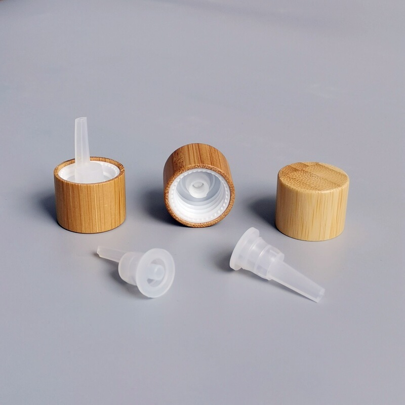 18/410 Essential Oil Bottle Caps with Bamboo Screw Caps, Dispensing Bottle Packaging Caps, Essential Oil Caps, Bamboo Wood Caps, Stoppers, Dropper Caps