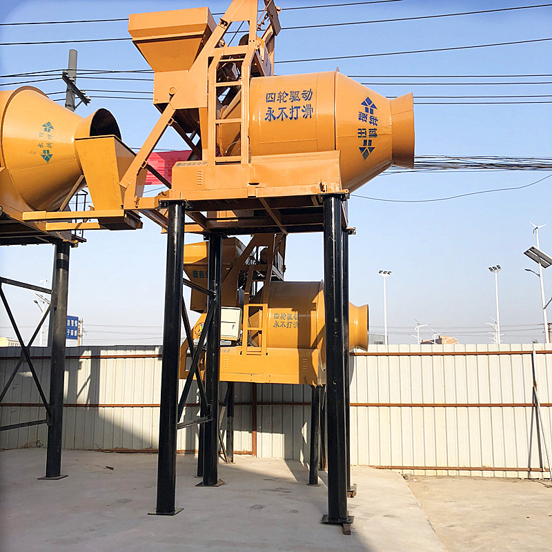 生产批发加高支腿滚筒混凝土搅拌机 固定式罐车接料混凝土搅拌机
