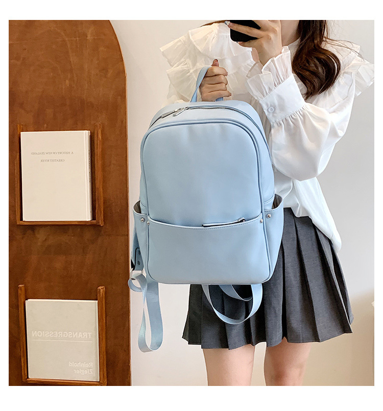 Waterproof 18 Inch Solid Color School School Backpack display picture 28