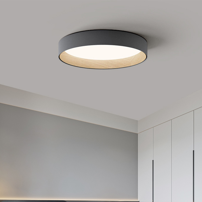 臥室燈led吸頂燈現代簡約大氣家用極簡木紋侘寂風主臥房間書房燈