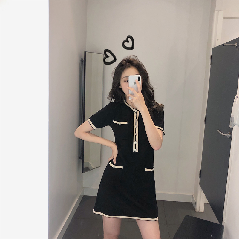 contrast slim knitted dress nihaostyles clothing wholesale NSFYF85636