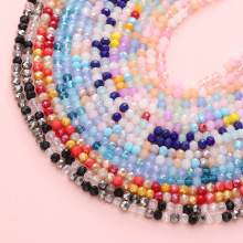 3mm玻璃切面镀彩多色系混色扁珠diy手工制作串珠手链项链饰品配件