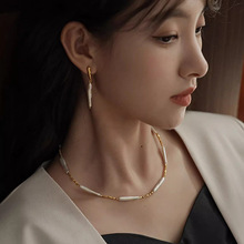 天然珍珠异形巴洛克925纯银项链女轻奢小众小银条碎银子锁骨链女