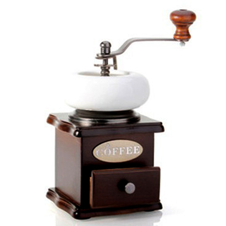 Retro grinder hand-made coffee magic high white porcelain bowl hand-cranked bean grinder/coffee mill/coffee bean grinder